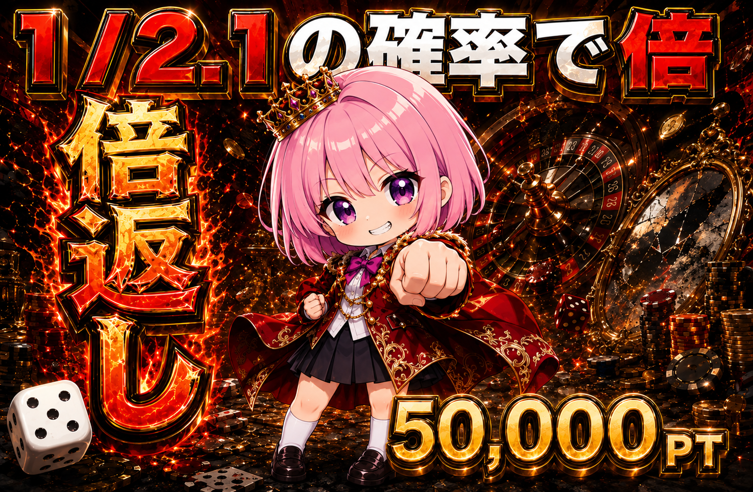 二分の一の倍返し 50000pt